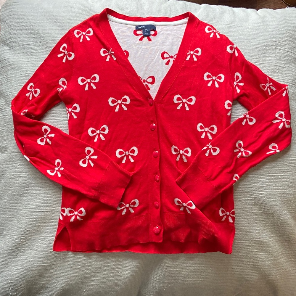 🟨 Like new Gap red bow cardigan